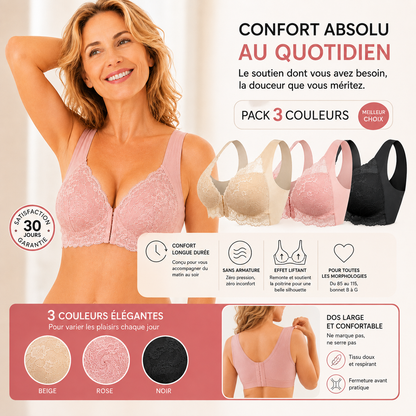 (PACK DE 3) Soutien-gorge Sans Fil Galbant Avec Fermeture Frontale
