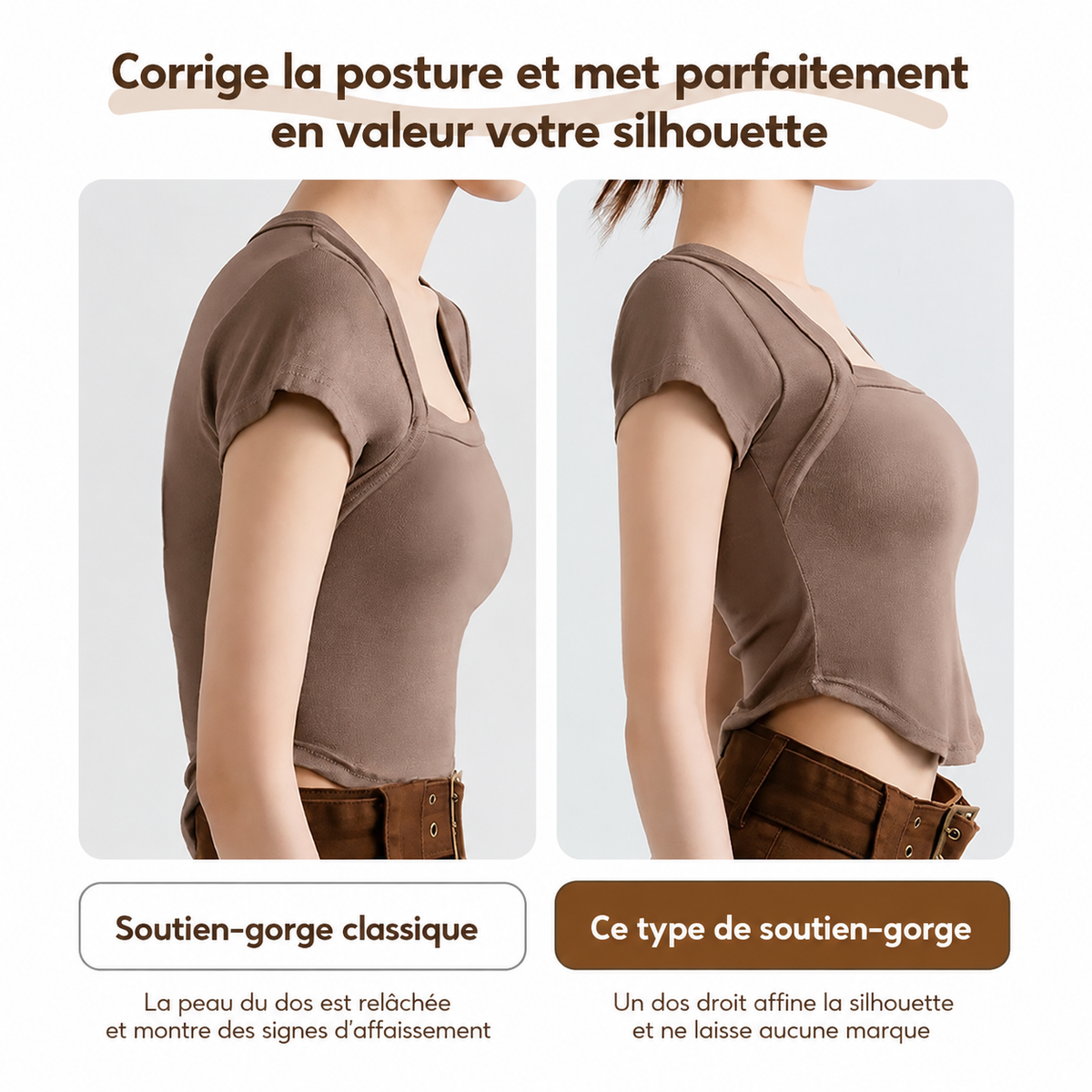 (PACK DE 2) Brassière sculptante à effet liftant et fermeture réglable au dos